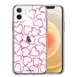 iPhone12mini ケース クリア ハート ピンク スマホケース 側面ソフト 背面ハード ハイブリッド