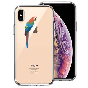 iPhoneX ケース iPhoneXS ケース クリアケース アカコンゴウ インコ スマホケース ハイブリッド