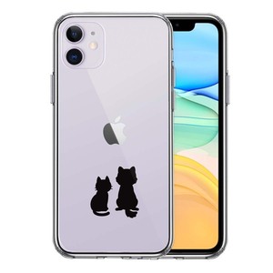 iPhone11 ケース クリア わんこ にゃんこ ほっこり お月見 スマホケース 側面ソフト 背面ハード ハイブリッド