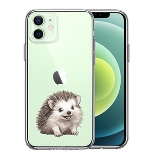 iPhone12mini ケース クリア ハリネズミ スマホケース 側面ソフト 背面ハード ハイブリッド