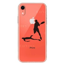 iPhoneXR ケース クリア ソフト テニス スマッシュ スマホケース ワイヤレス充電対応 ソフトスマホケース_画像3