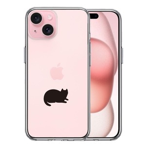 iPhone15Plus ケース クリア にゃんこ 伏せ スマホケース 側面ソフト 背面ハード ハイブリッド