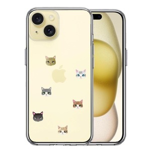 iPhone15Plus ケース クリア にゃんこ 猫だらけ スマホケース 側面ソフト 背面ハード ハイブリッド