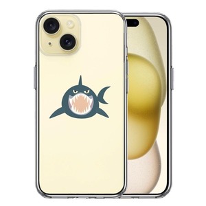 iPhone15Plus ケース クリア サメ リンゴ飲み込む スマホケース 側面ソフト 背面ハード ハイブリッド