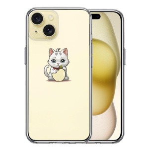 iPhone15Plus ケース クリア にゃんこ りんご なでなで スマホケース 側面ソフト 背面ハード ハイブリッド