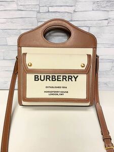 極美品　BURBERRY バーバリー 2WAYバッグ ツートン ミニ ポケットバッグ 8039361
