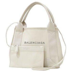 【送料無料】【本物】BALENCIAGA★バレンシアガ★ネイビーカバスXS★390346★レザー★アイボリー★2WAYハンドバック★ポーチ★レディース★