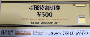 東和フードサービス 株主優待券 3,500円分（500円x7枚) それぞれの店舗により、喫茶からパスタ、もんじゃフィレステーキも楽しめます。