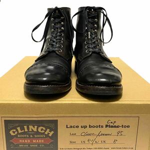 貴重 CLINCH Lace up boots Cap-toe CNラスト US8.5 26.5cm Latigo 後染め茶芯 クリンチ レースアップブーツ ハンドソーン Brass カスタム