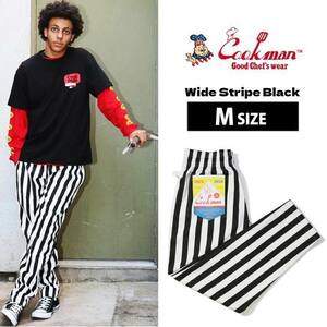 COOKMAN クックマン シェフパンツ Chef Pants Wide Stripe Black ワイドストライプ Mサイズ 231-32869 ゆうパケット1点まで送料無料