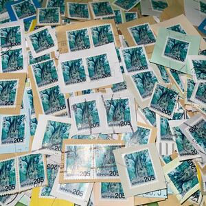使用済み205円切手、紙付きの屋久島国立公園の縄文杉1500枚