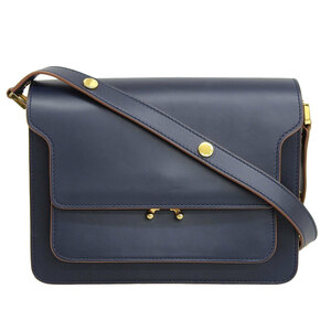  Marni MARNI trunk TRUNK shoulder bag leather navy blue lady's 4078