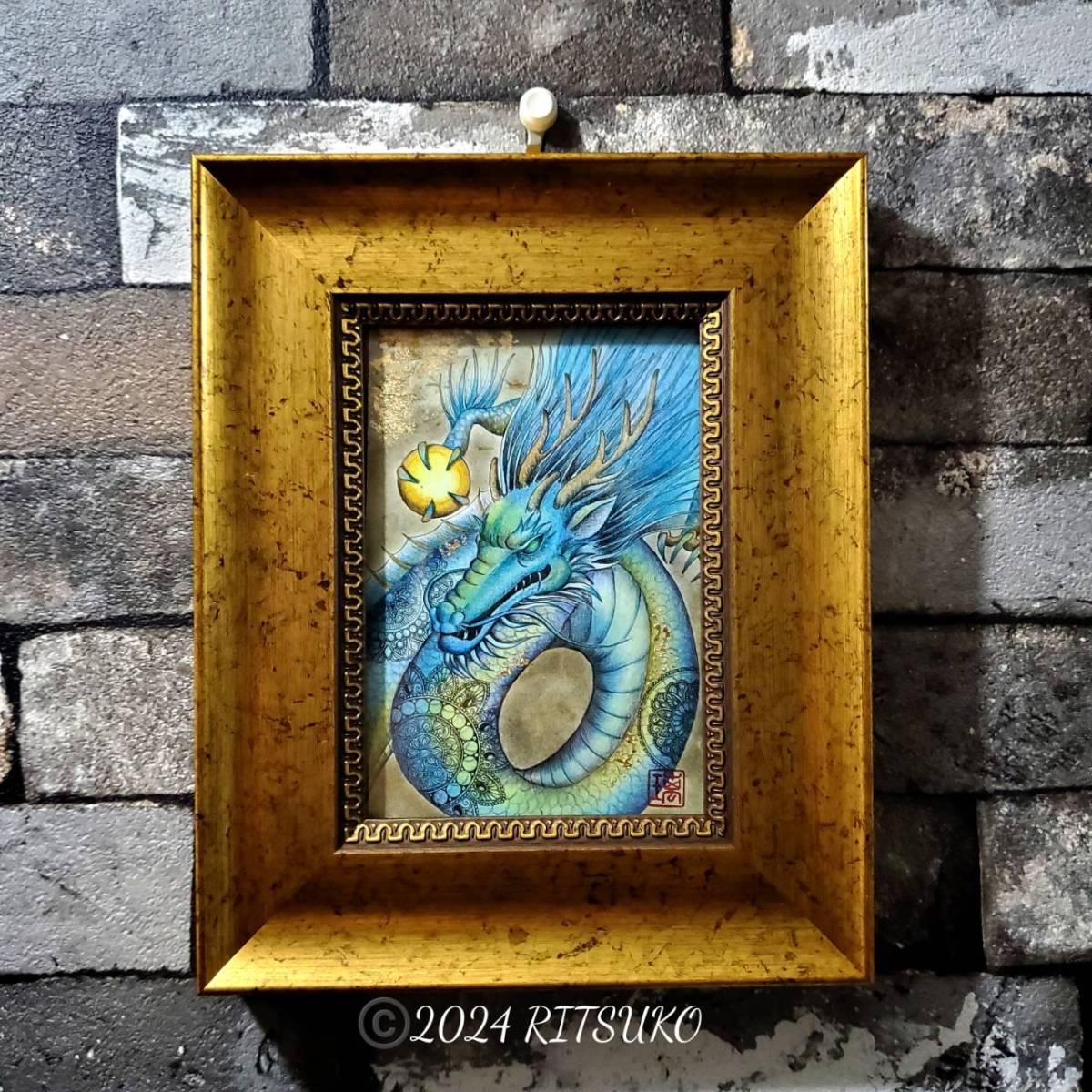 Peinture originale, unique en son genre, dragon, dragon, encadré, dessin au stylo à bille, artiste japonais, dessin au crayon de couleur, peinture, image, encadré, art, intérieur, art moderne, zodiaque, Ouvrages d'art, Peinture, autres