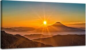 Art hand Auction Large size Mt. Fuji picture, art panel, art poster, canvas, wooden frame, canvas painting, lucky charm, canvas painting, good luck, sunrise art, 80x40cm, Artwork, Painting, others