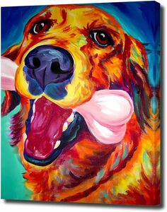 Art hand Auction Hund Bild Malerei Kunst Panel Wandbehang Holzrahmen Leinwand Leinwand Gemälde Bild Kunst Poster Interieur Moderne Kunst Golden Retriever Neu, Kunstwerk, Malerei, Andere