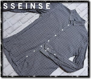 ★SSEINSE　センス　水玉チェック長袖シャツ　黒×白★