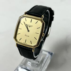 【 希少 】　実働 LONGINES ロンジン QUARTZ クオーツ メンズ ゴールド 腕時計 ウォッチ 稼動品 レザー ベルト