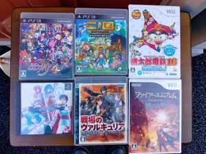 ゲームソフト6個セット桃太郎電鉄16、ファイアーエムブレム、二ノ国、ディスガイア4、戦場のヴァルキュリア、ティアリングサーガ