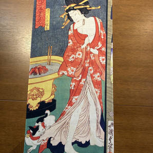 歌川国貞 東京美女そろひ　手ぬぐい 浮世絵　サイズは約77cm 35cm　タオル　ハンカチ　手拭い　お風呂　銭湯　タペストリーにどうぞ