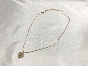 ■【YS-1】 クリスチャンディオール Christian Dior ■ ハート ネックレス 石付き ■ GP ゴールド系 ■ 訳アリ 【同梱可能商品】■D