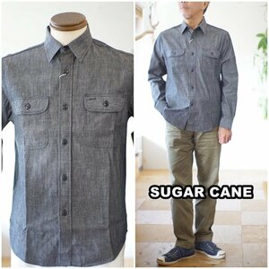 sugarcane シュガーケーン 　ブラックシャンブレーワークシャツ　メンズシャツ　ワークシャツ　sc29159　 サイズM