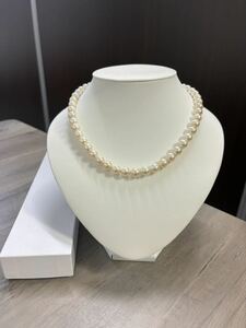 1円〜 真珠ネックレス 8mm〜9mm パールネックレス 艶テリ珠 ケース付き　約45cm 49g 