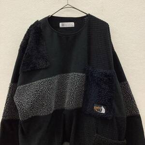 Rokx CREW SWEATER by COSEALS Material Reuse ロックス コサエルズ パッチワーククルー 黒 size L 77525