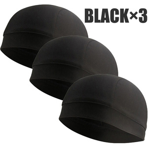 速乾 吸汗 メッシュ素材 インナーキャップ ヘルメットインナー 帽子 ブラック 3枚セット exia