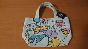 Disney　ディズニー　トート　バッグ　ドナルド＆デイジー　マチ付き　コットンバッグ　タグ付き　未使用品