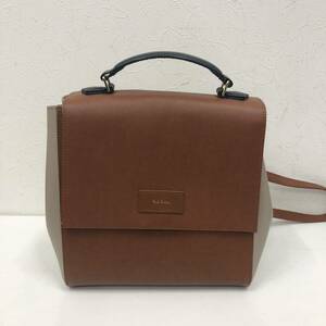 ①ポールスミス PaulSmith カラーブロックミニリュック バッグ 鞄 リュック ブラウン brown レザー PWN702 2way