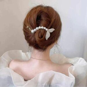 バンスクリップ ヘアクリップ 韓国 髪飾り 可愛い 大きめ パール イルカ 韓国ファッション フォーマル 華やか