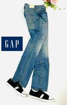 新品タグ付き訳あり　GAP　ギャップ　デニムパンツ　ジーンズ　ストレート　1969 GAPタックボタン　サイズ2/26　日本サイズ9_画像2