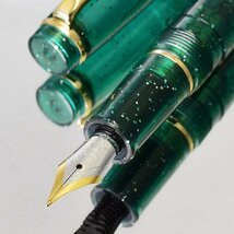 ◆●【JINHAO/ジンハオ】アクリル万年筆 トランスルーセント 半透明 グリーン ラメ ゴールドトリム Ｍ 中字 両用式 新品 単品発送/JH147GR*_画像5