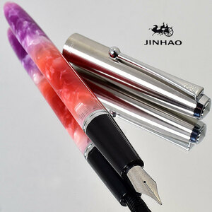 ◆●【JINHAO/ジンハオ】51A アクリル万年筆 F(細字) 昔ながらのセルロイド万年筆のような鮮やかなカラーリング ベリーピンク 新品 /JH4-PK