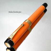 ◆●美工筆万年筆【JINHAO/金豪】100 オレンジブラックGT アクリル軸 太軸 両用式 滑らかな書き味 カリグラフィー 新品 1円～ /JH39美工_画像4