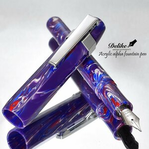 ◆●【DELIKE/ディライク】ALPHA アクリルレジン万年筆 PURPLE 紫 EF (極細) コンパクト 両用式 色彩豊か 新品 １円～ /AL2PU-EF