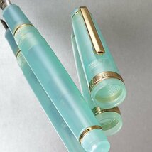 ◆●【JINHAO/ジンハオ】アクリル万年筆 トランスルーセント 半透明 バイカルブルー ゴールドトリム 美工筆 両用式 新品 1円～/JH157BIKO_画像7