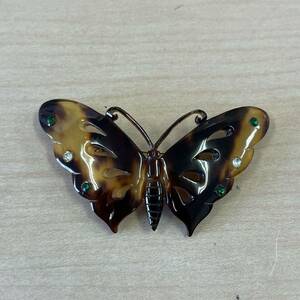 【TS0111】べっ甲 ベッコウ 鼈甲 ブローチ アクセサリー 蝶 ちょうちょ 約5.4g