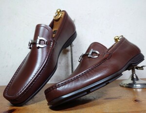 【1度使用程度/極美品】ITALY製 Salvatore Ferragamo/フェラガモ ガンチーニ ドライビング ビットローファー Mens 71/2EE 25.5cm相応/tods