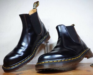 【数回履き程度/美品】英国製 Dr.Martens/ドクターマーチン 2976 茶芯 サイドゴアブーツ UK8 26.5cm相応 ブラック 黒 made in england