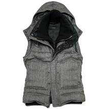 定価10万 AKM CASHMERE TWEED×LAMB HOODED DOWN VEST Mサイズ カシミアツイードフードダウンベスト ジュンハシモト_画像1