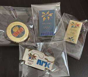 1998 長野 オリンピック 記念 メディア ピンバッジ ４個 セット★ピンバッジコレクション