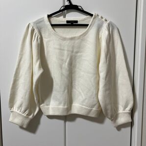 rienda リエンダ ボリュームスリーブ パール ニット セーター