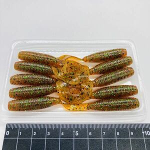 710438 ゲーリーヤマモト 4インチ シングルテール グラブ １０本 GARY YAMAMOTO SINGLETAIL GRUB #196 パンプキン／グリーン＆ブラックフレ