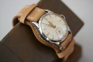 シチズン CITIZEN Cマーク付 スモールセコンド（スモセコ） 手巻き腕時計　中古逸品　稀少モデル1950年代頃　台座付き革ベルト
