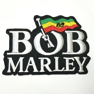 147 ボブ マーリー Bob Marley ボブマリー ラスタ フラッグ 文字ロゴ 刺繍 アイロン ワッペン レゲエ アフリカ ジャマイカ 刺繍ワッペン