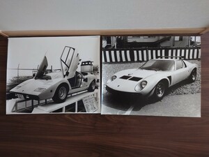 当時旧車スポーツカー写真　ランボルギーニカウンタックLP400 と不明　現状品　乗り物　自動車　現状品　貴重資料として。　