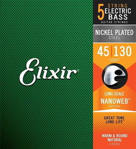 Elixir エリクサー ベース弦 NANOWEB ニッケル Long Scale 5弦 Light .045-.130 #14202