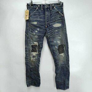 【中古・未使用品】ダブルアールエル ダメージ加工 デニム パンツ ジーンズ WAIST OVERALLS RRL W30 メンズ ポロ ラルフローレン