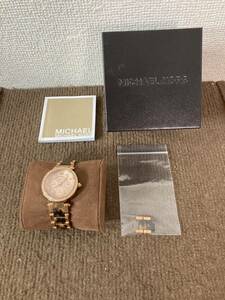 【中古現状品】Michael Kors マイケルコース MK-5841 GP ピンクゴールド系文字盤 クオーツ レディース腕時計 不動品 ジャンク